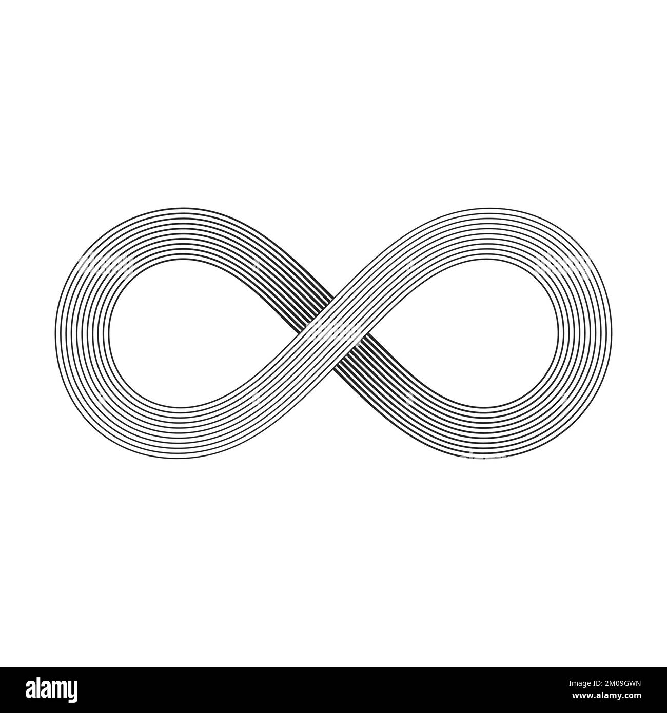 Infinity symbol. Black lines with different thickness. Halftone vector icon. Stock Vector