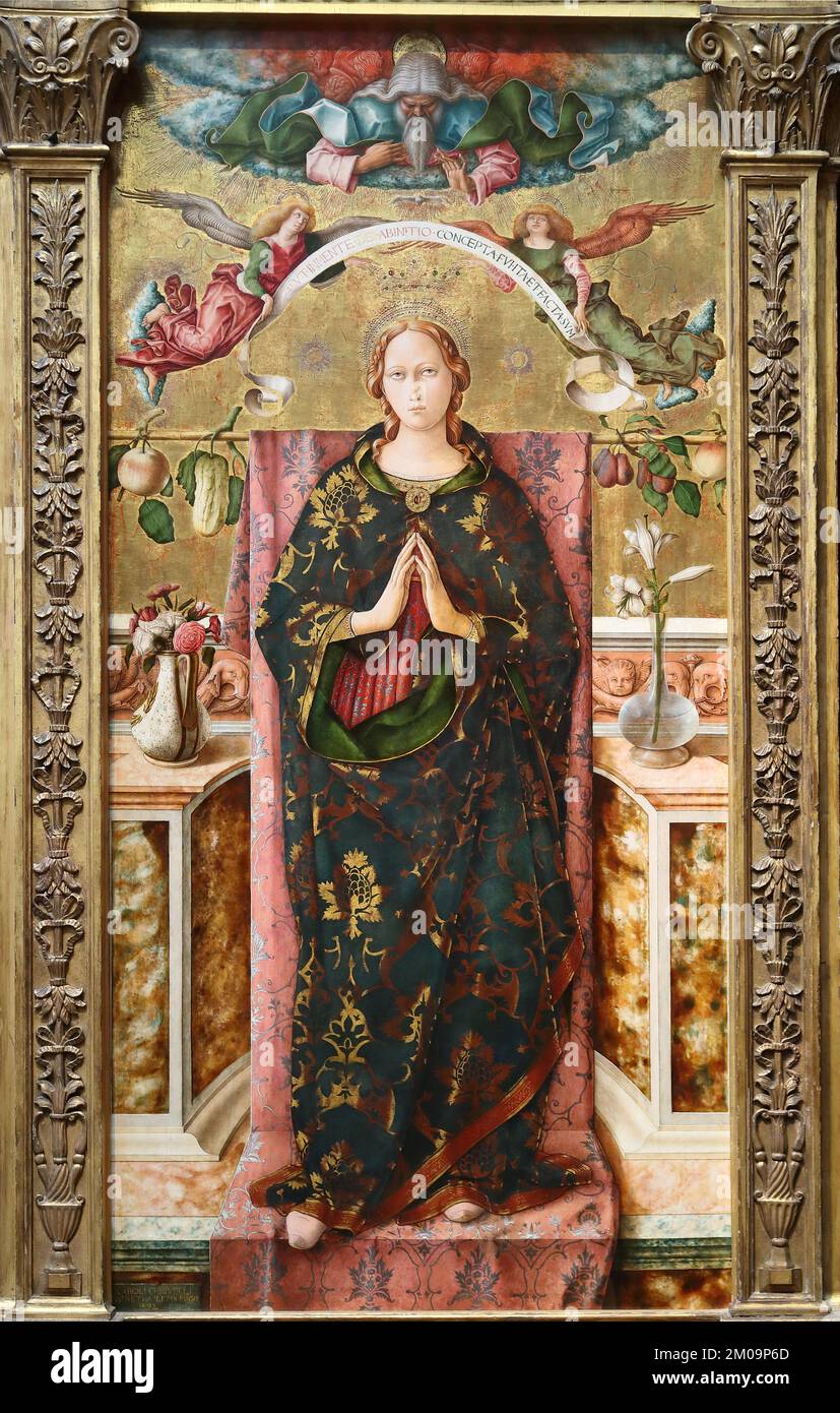 The Immaculate Conception by Italian Renaissance painter Carlo Crivelli at the National Gallery, London, UK Stock Photo