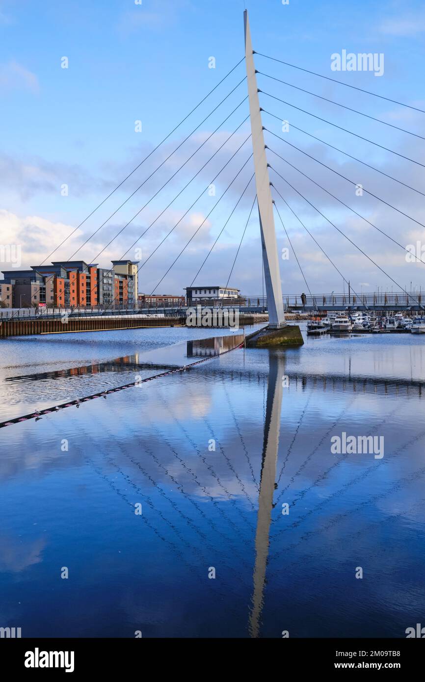 Cable-stayed footbridge in the Maritime Quarter, Swansea Stock Photo