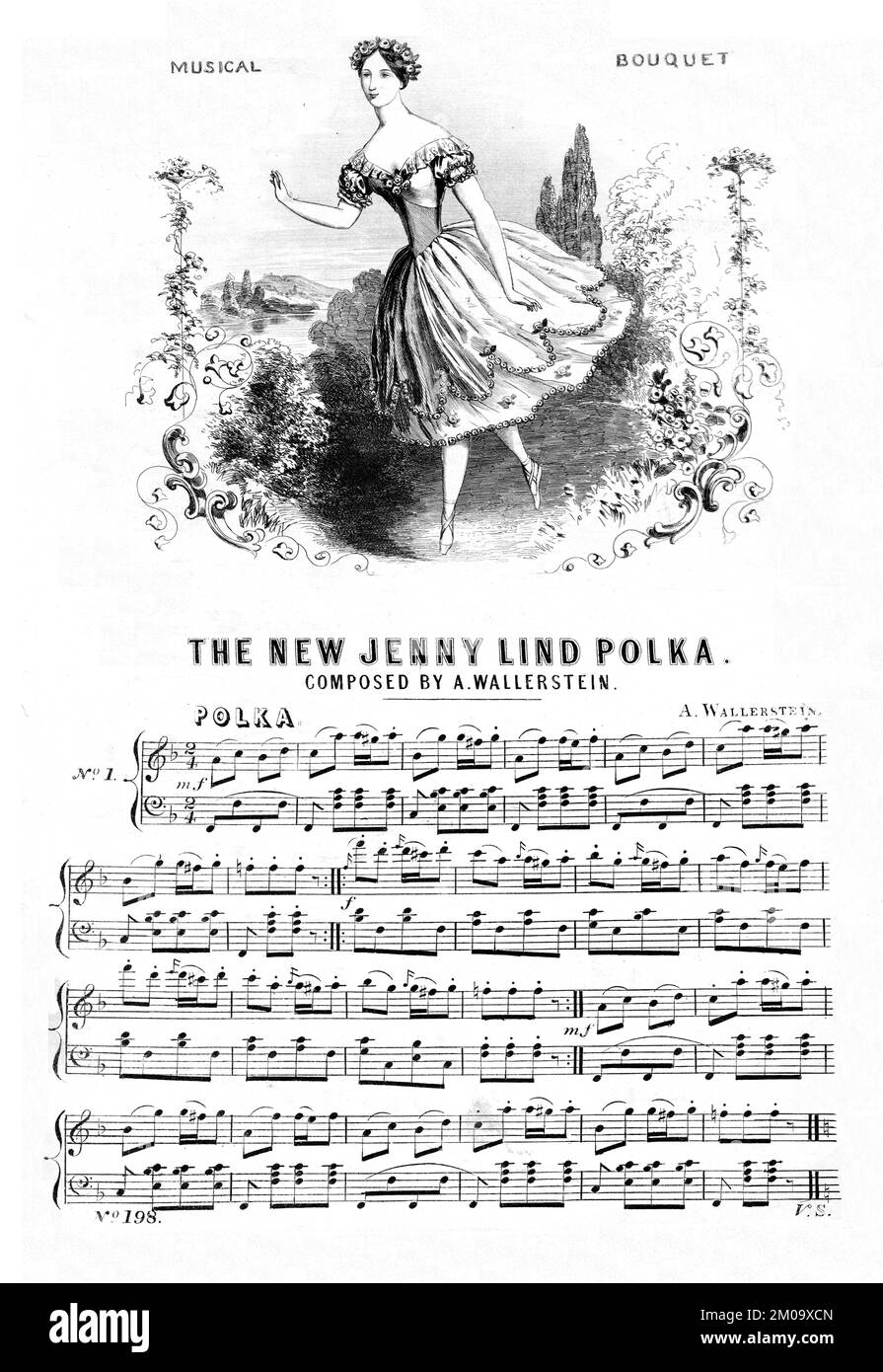 The New Jenny Lind Polka, ca. 1850 English Illustrated Sheet Music