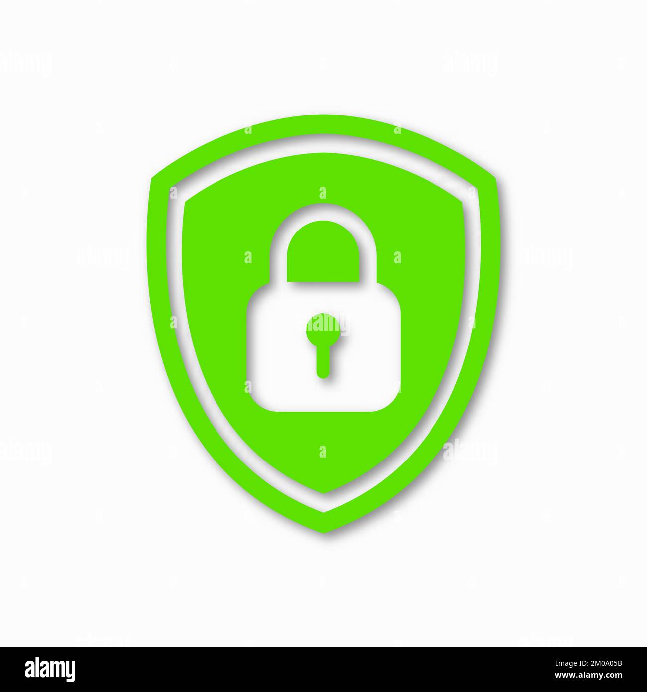 Icon or symbol of a shield with a closed padlock. Sign lock on a white ...