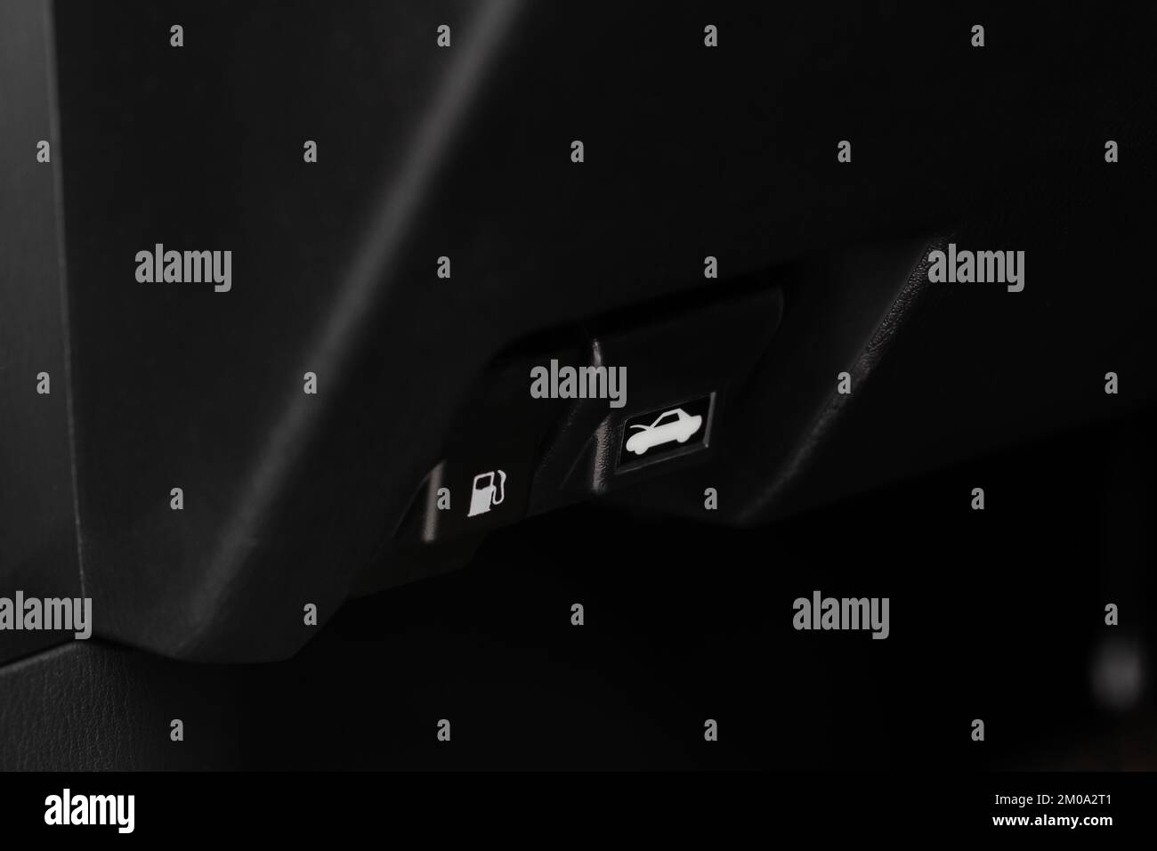 Car release. Fuel filler and engine room open lever. Car hood