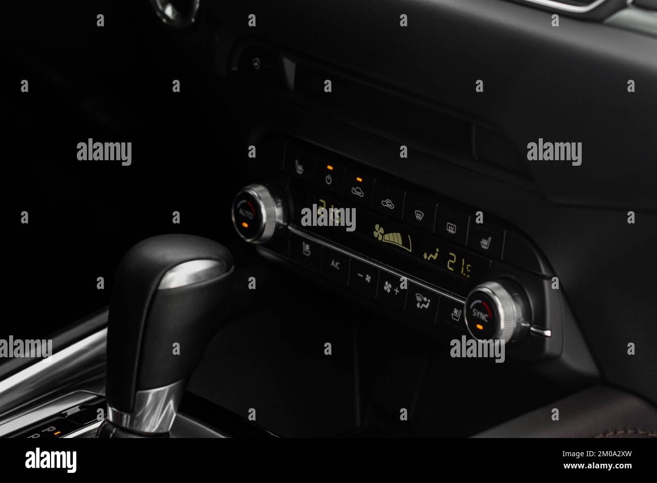 Digital control panel car air conditioner dashboard. Modern car