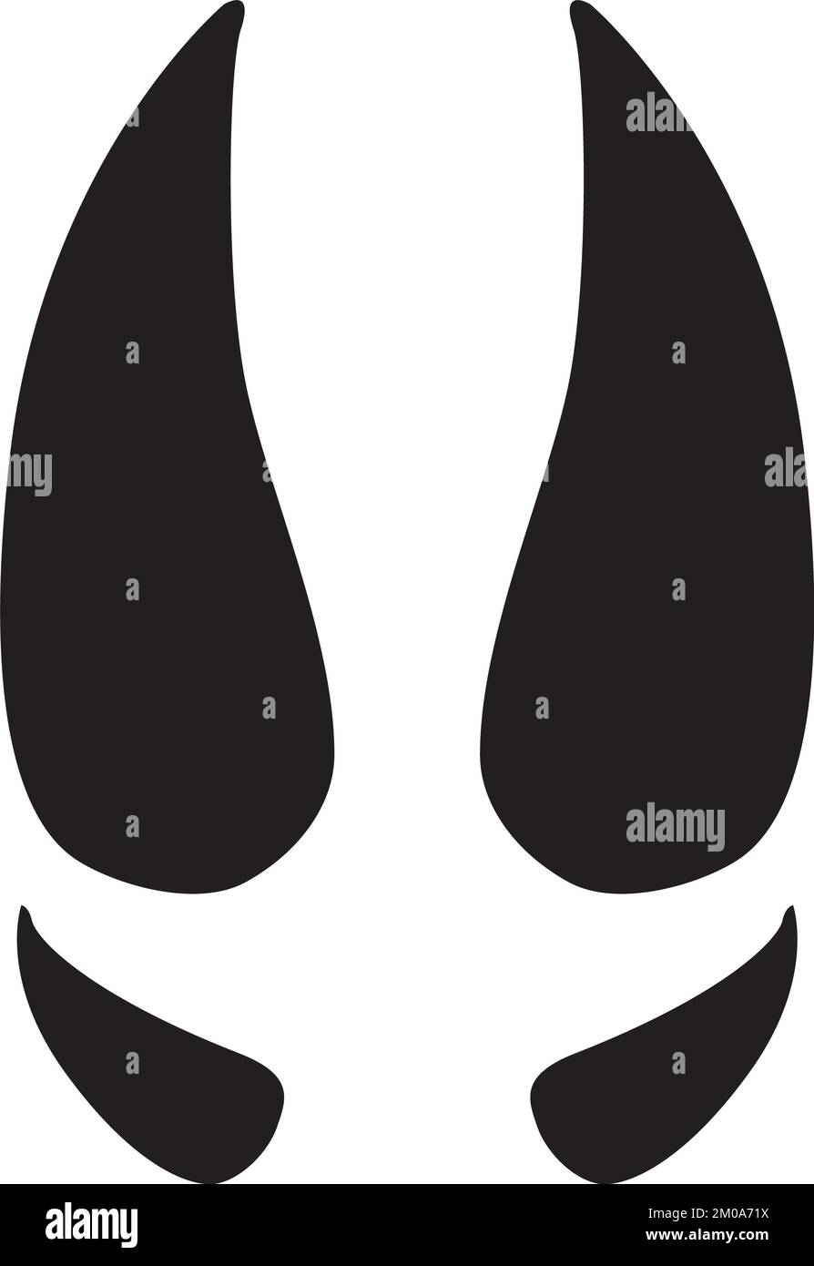 Reindeer Track on white background. Footprint Floor. Deer and moose