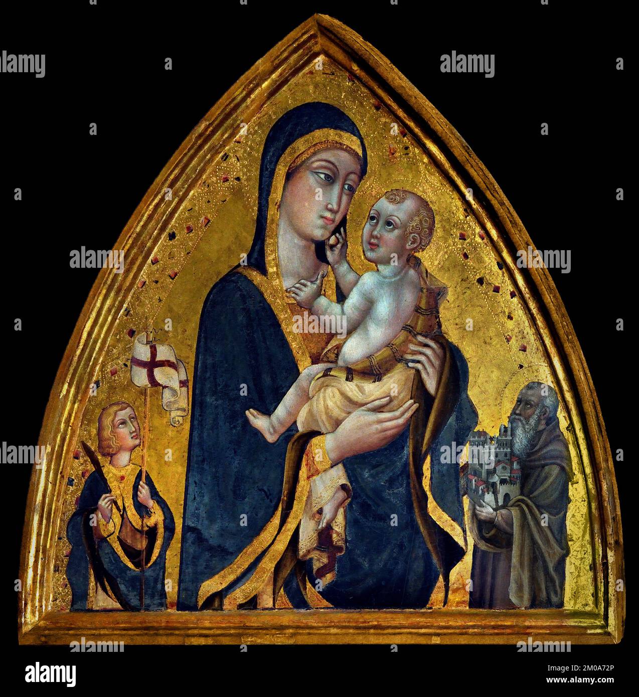 Virgin and Child between saints Victor and Octavian, Priamo della Quercia, 1400–1467, Volterra, Pinacoteca, Italy, Italian, Stock Photo
