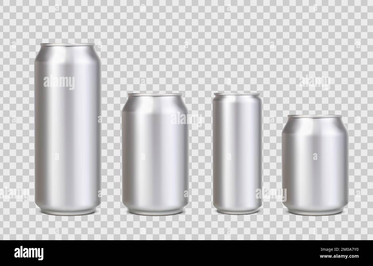 Realistic beer, soda aluminium cans, drink silver mockups. Carbonated