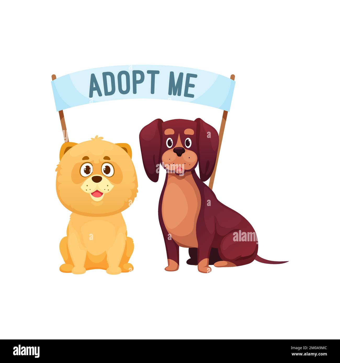 Adopt me cartoon landing page with homeless pets Vector Image