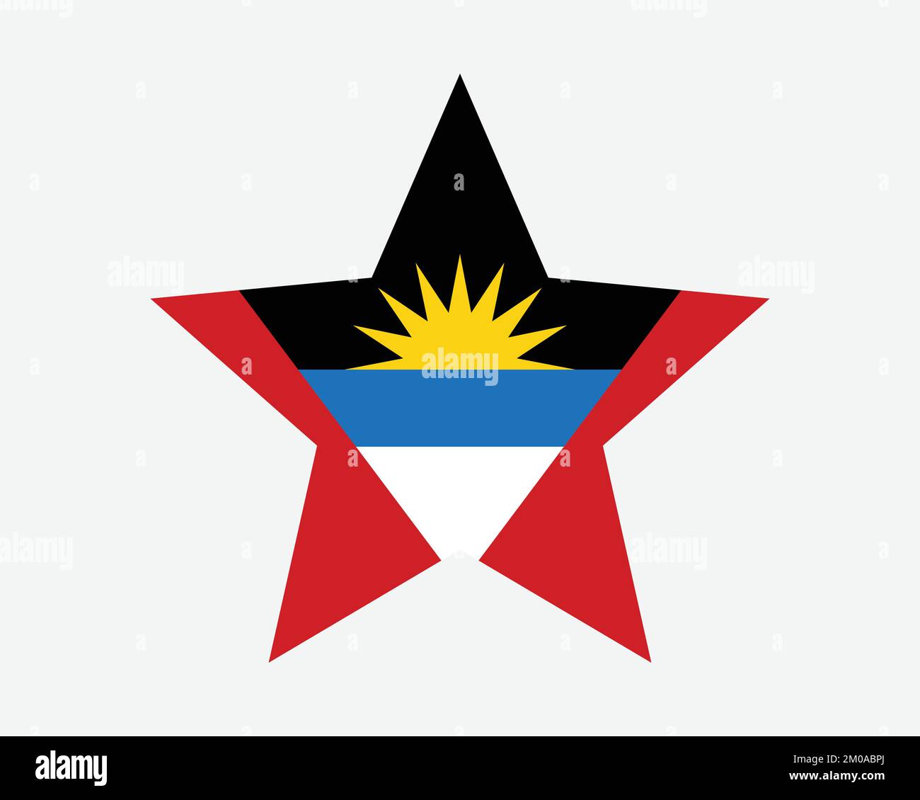 Antigua and Barbuda Star Flag. Antiguan and Barbudan Star Shape Flag. Country National Banner Icon Symbol Vector 2D Flat Artwork Graphic Illustration Stock Vector