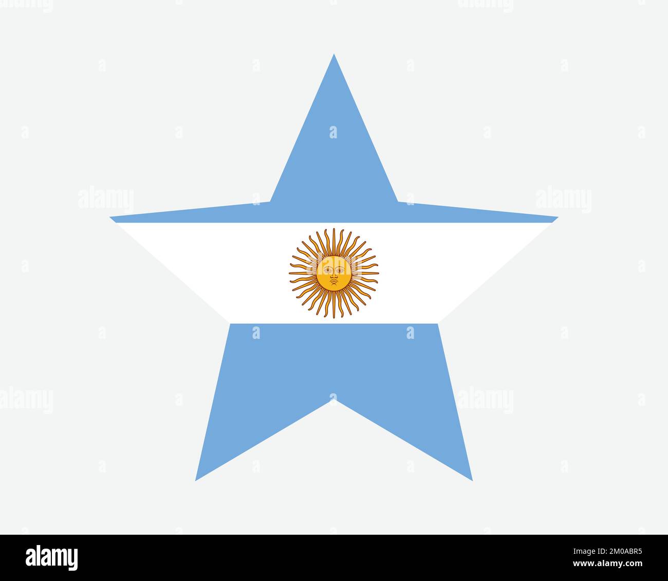 Argentina Star Flag. Argentine Star Shape Flag. Argentinean Argentinian Country National Banner Icon Symbol Vector 2D Flat Artwork Graphic Illustratio Stock Vector