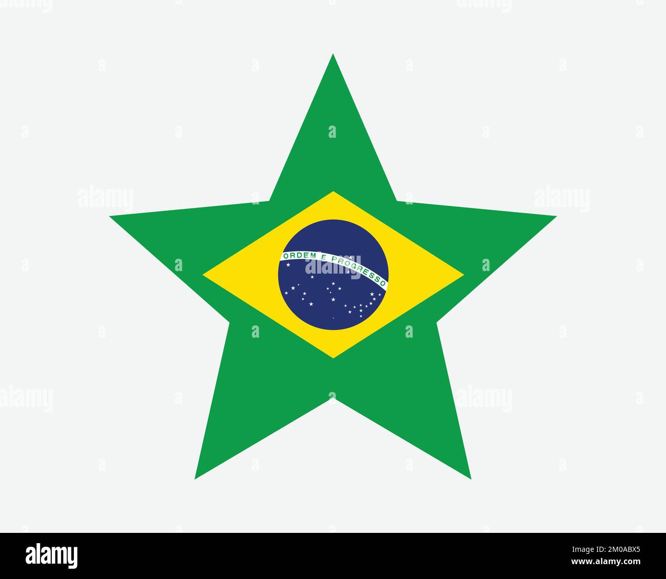 Brazil Star Flag. Brazilian Star Shape Flag. Brasil Country National Banner Icon Symbol Vector 2D Flat Artwork Graphic Illustration Stock Vector
