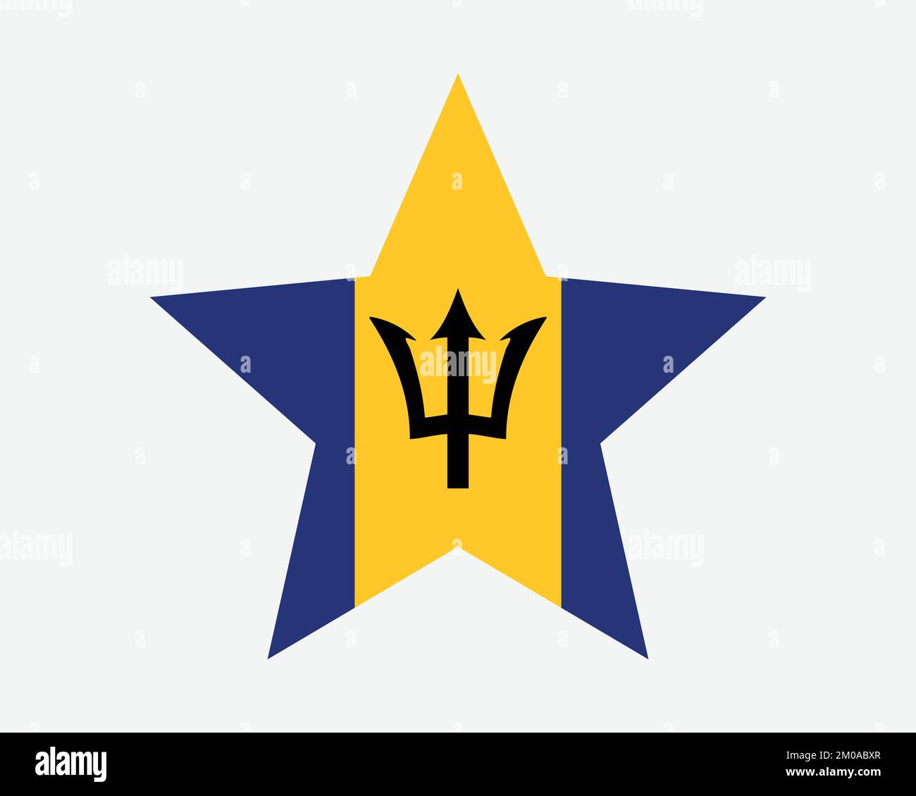Barbados Star Flag. Barbadian Star Shape Flag. Bajan Country National Banner Icon Symbol Vector 2D Flat Artwork Graphic Illustration Stock Vector
