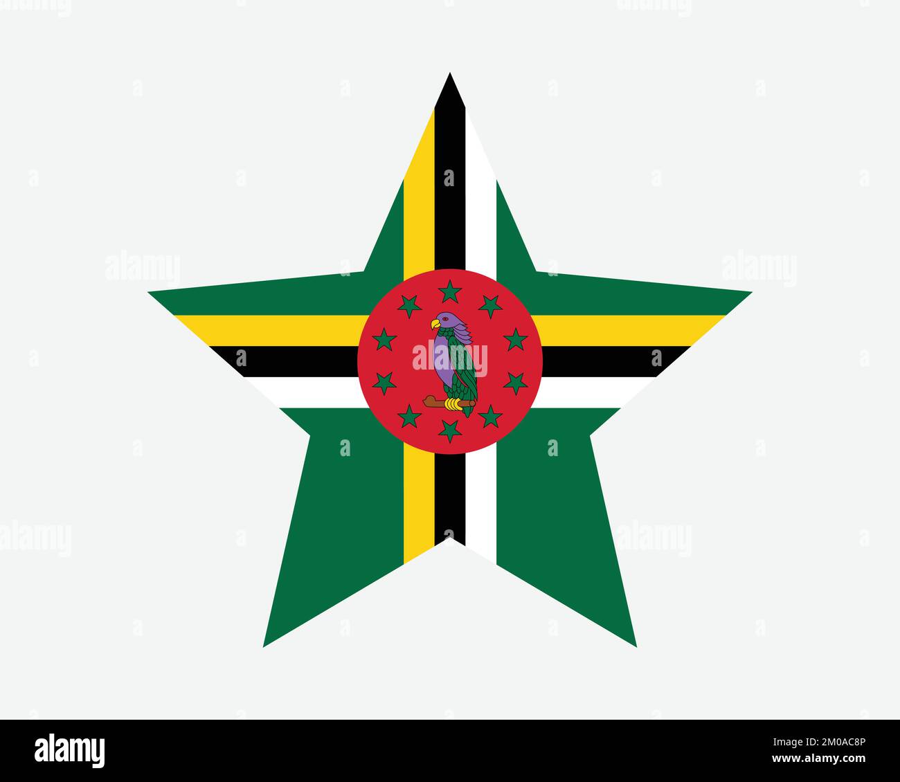 Dominica Star Flag. Dominican Star Shape Flag. Commonwealth of Dominica Country National Banner Icon Symbol Vector Flat Artwork Graphic Illustration Stock Vector