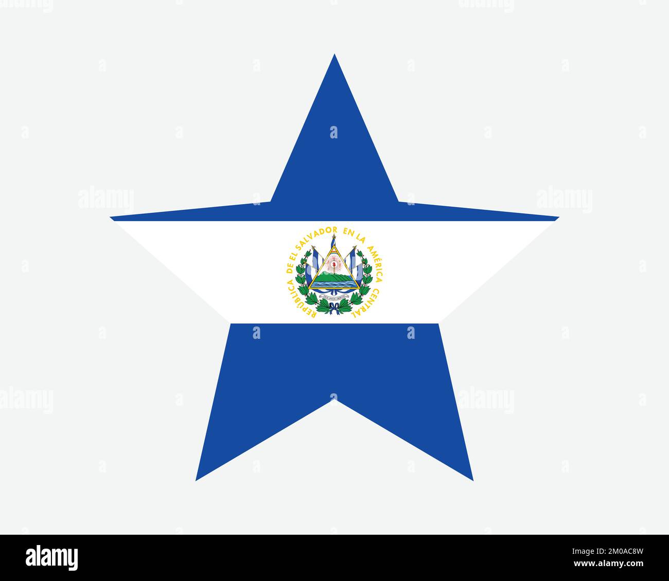 El Salvador Star Flag. El Salvadoran Star Shape Flag. Guanaco Country National Banner Icon Symbol Vector Flat Artwork Graphic Illustration Stock Vector