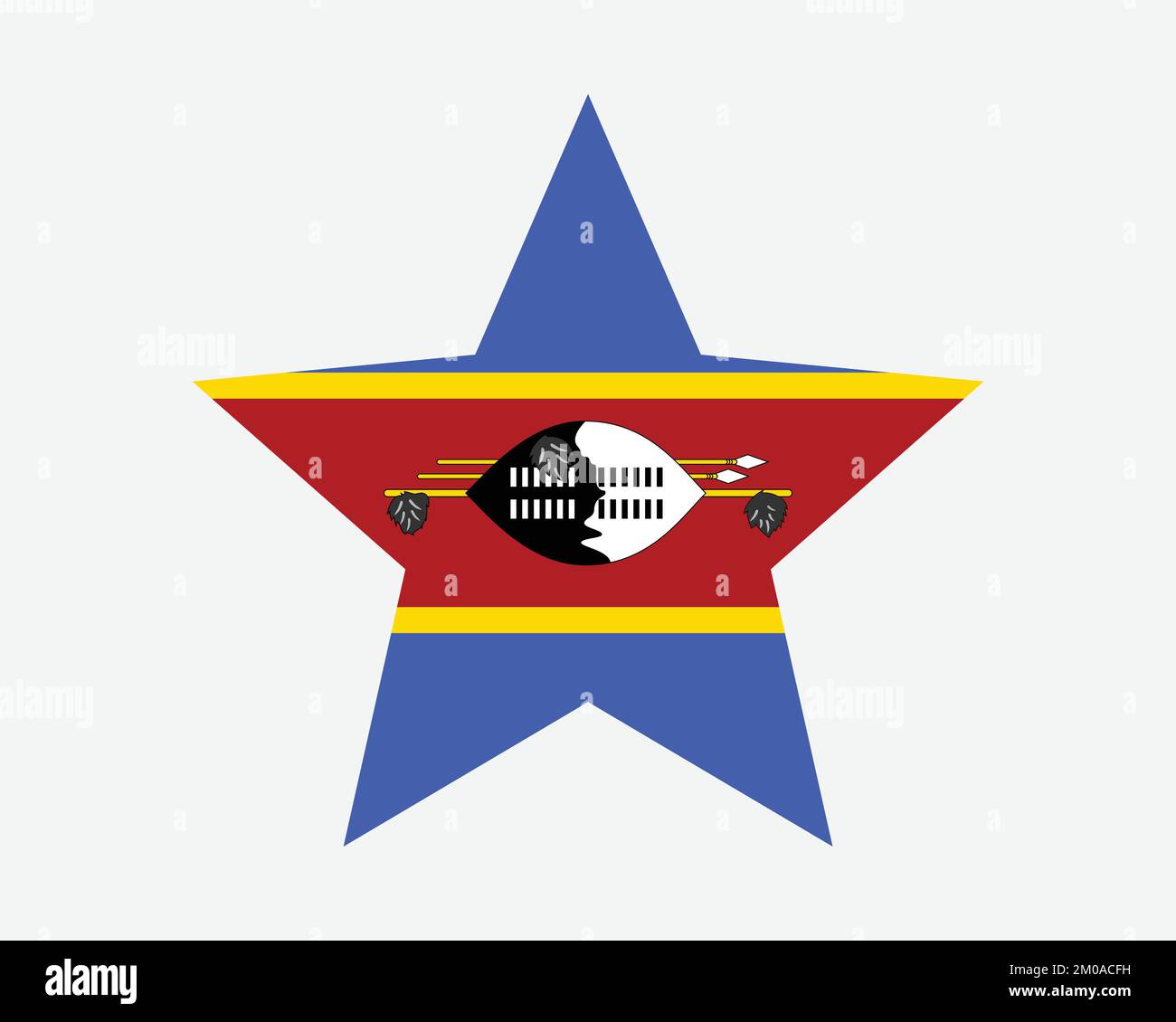 Eswatini Star Flag. Swaziland Star Shape Flag. Liswati Emaswati Country National Banner Icon Symbol Vector Flat Artwork Graphic Illustration Stock Vector
