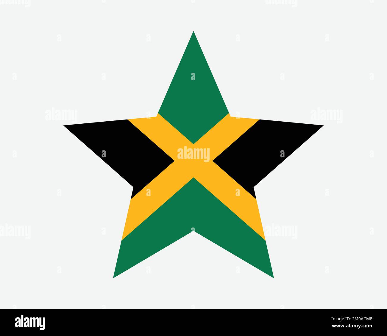 Jamaica Star Flag. Jamaican Star Shape Flag. Country National Banner Icon Symbol Vector Flat Artwork Graphic Illustration Stock Vector