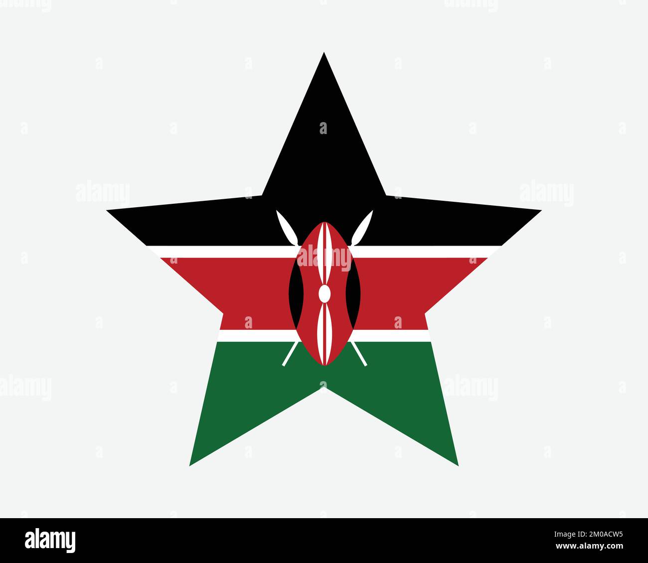 Kenya Star Flag. Kenyan Star Shape Flag. Country National Banner Icon Symbol Vector Flat Artwork Graphic Illustration Stock Vector