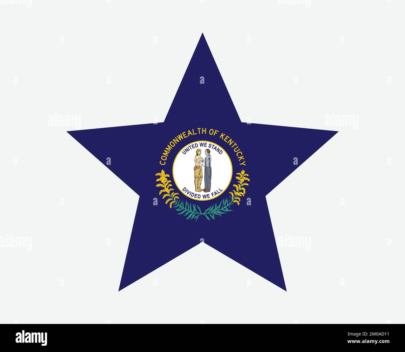 Kentucky Star Flag. KY USA Five Point Star Shape State Flag. Kentuckian US Banner Icon Symbol Vector Flat Artwork Graphic Illustration Stock Vector