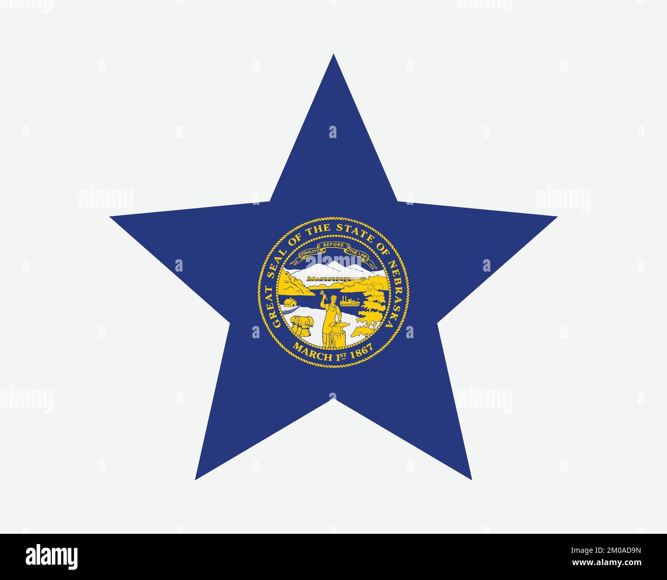 Nebraska Star Flag. NE USA Five Point Star Shape State Flag. Nebraskan US Banner Icon Symbol Vector Flat Artwork Graphic Illustration Stock Vector