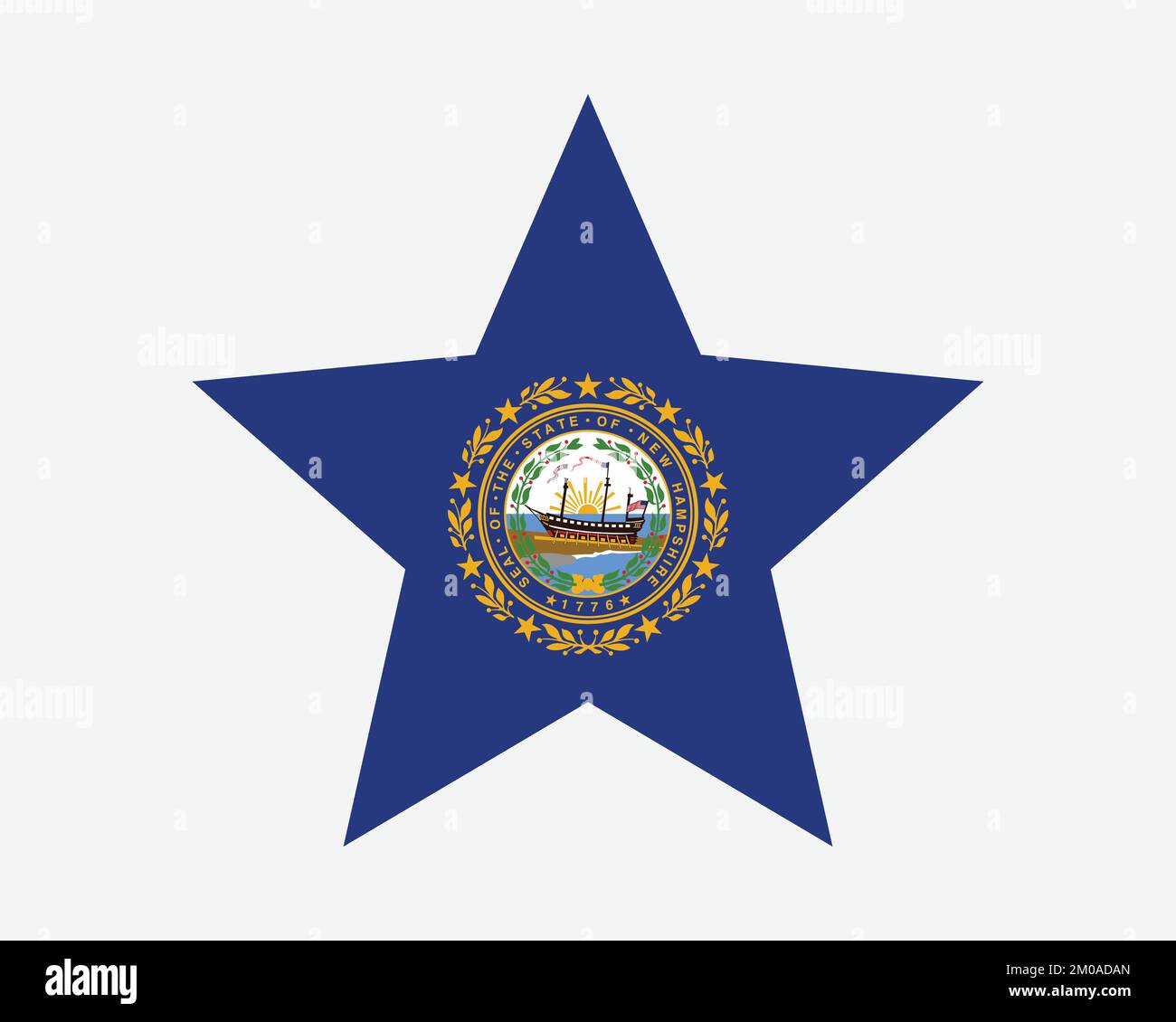 New Hampshire Star Flag. NH USA Five Point Star Shape State Flag. New Hampshirite US Banner Icon Symbol Vector Illustration Granite Stater Shire Folk Stock Vector