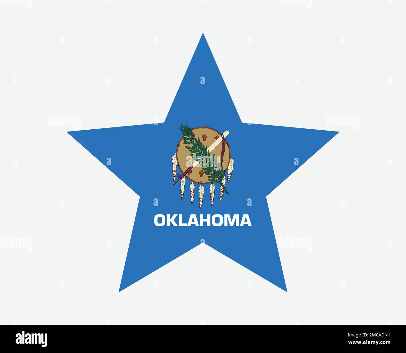 Oklahoma Star Flag. OK USA Five Point Star Shape State Flag. Oklahoman Okie US Banner Icon Symbol Vector Flat Artwork Graphic Illustration Stock Vector