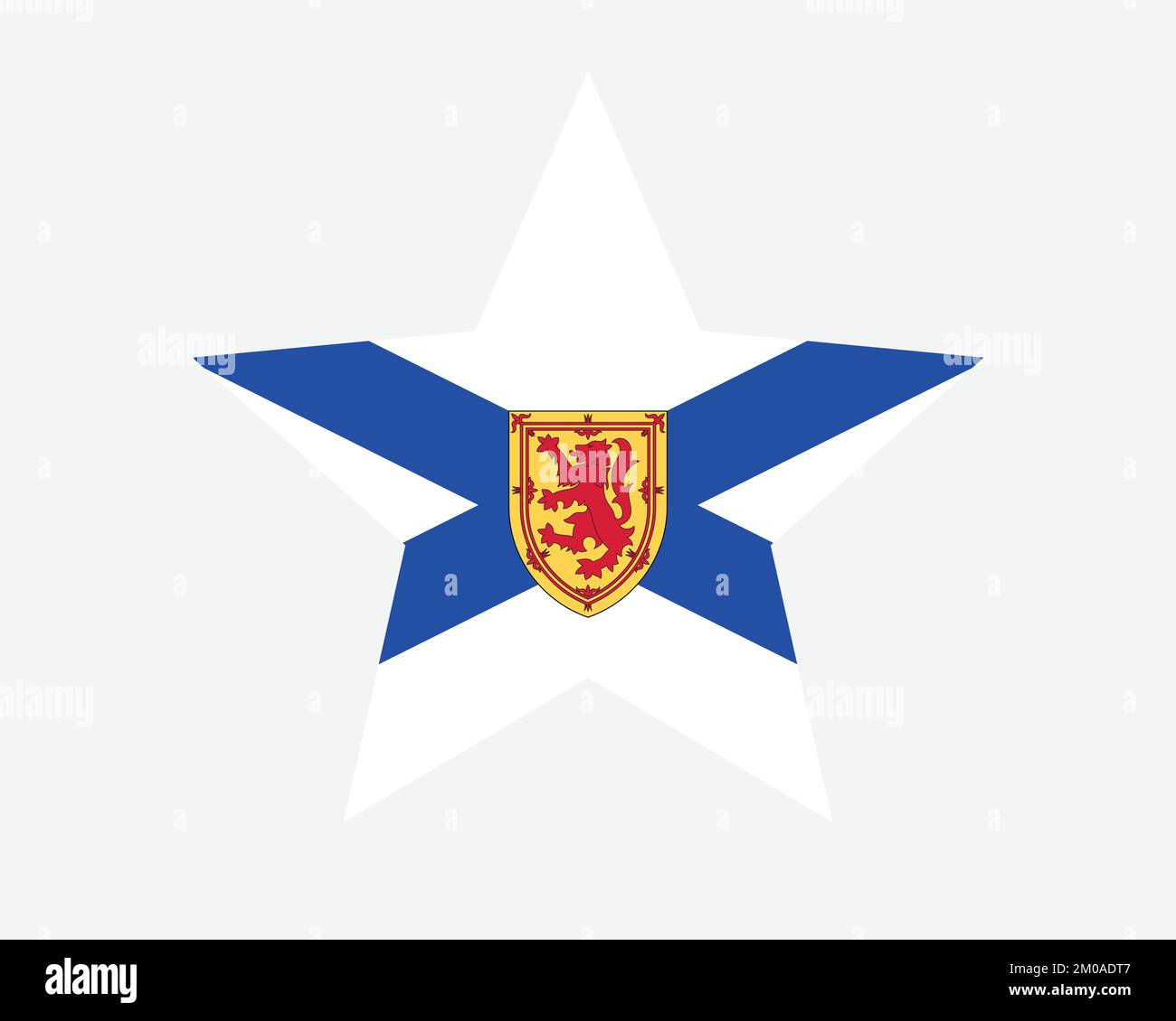 Nova Scotia Canada Star Flag. NS Canadian Five Point Star Shape Province Flag. Nova Scotian Bluenoser CA Banner Icon Symbol Vector Flat Illustration Stock Vector