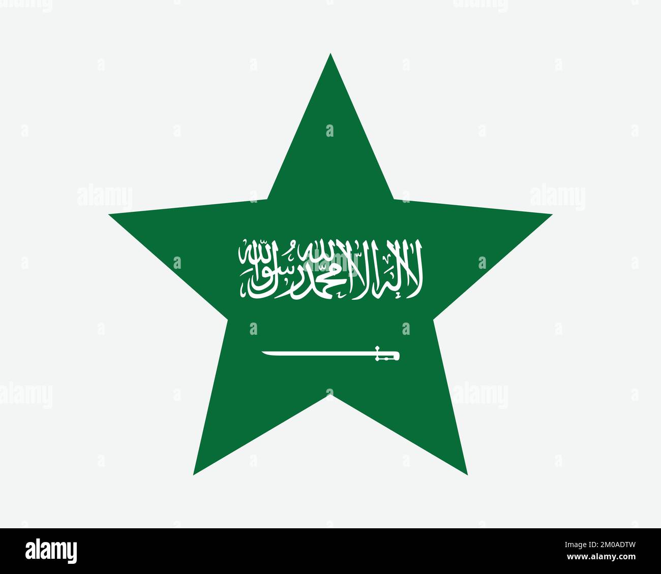 Saudi Arabia Star Flag. Saudi Arabian Star Shape Flag. KSA Country National Banner Icon Symbol Vector Flat Artwork Graphic Illustration Stock Vector