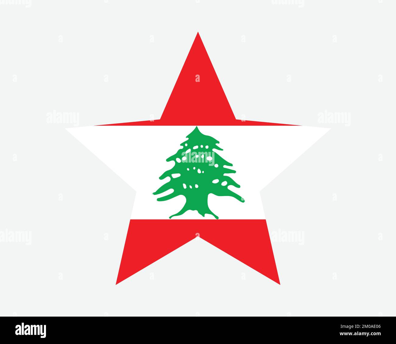 Lebanon Star Flag. Lebanese Republic Star Shape Flag. Republic of Lebanon Country National Banner Icon Symbol Vector Flat Artwork Graphic Illustration Stock Vector
