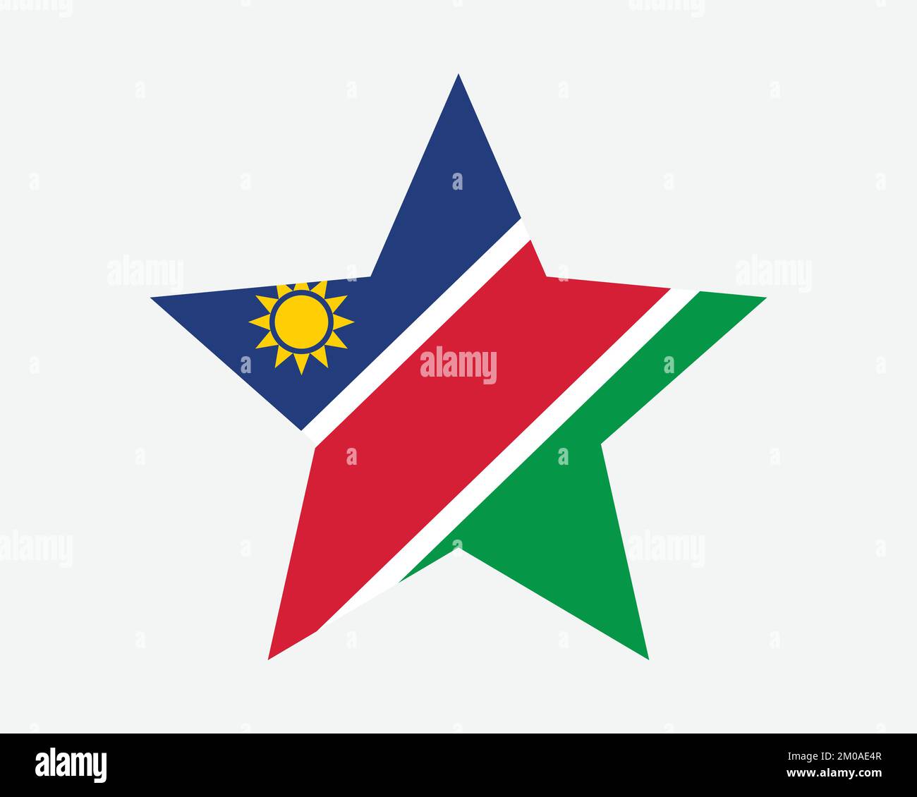 Namibia Star Flag. Namibian Star Shape Flag. Republic of Namibia Country National Banner Icon Symbol Vector Flat Artwork Graphic Illustration Stock Vector