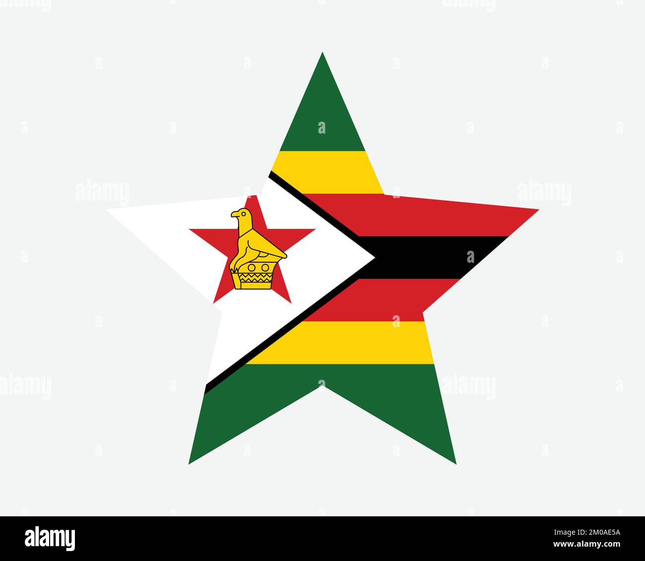 Zimbabwe Star Flag. Zimbabwean Zimbo Star Shape Flag. Republic of Zimbabwe Country National Banner Icon Symbol Vector Flat Artwork Graphic Illustratio Stock Vector