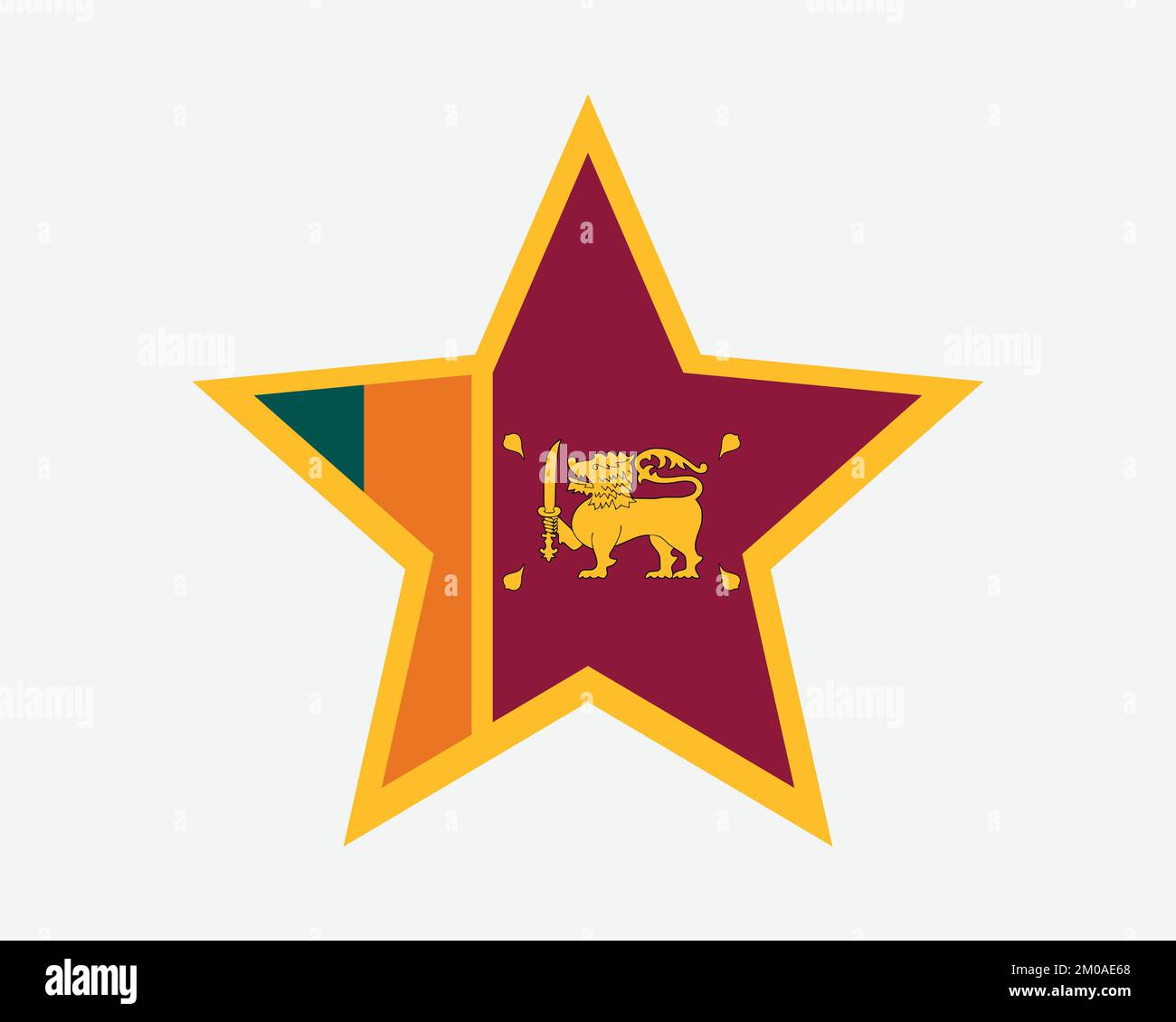 Sri Lanka Star Flag. Sri Lankan Star Shape Flag. Ceylon Country National Banner Icon Symbol Vector Flat Artwork Graphic Illustration Stock Vector
