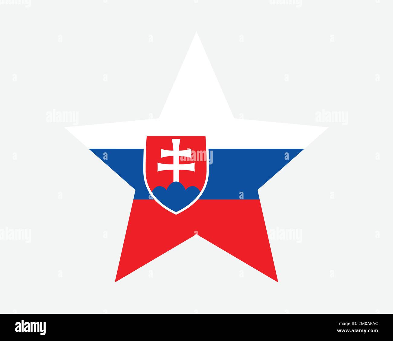 Slovakia Star Flag. Slovak Star Shape Flag. Slovak Republic Country National Banner Icon Symbol Vector Flat Artwork Graphic Illustration Stock Vector