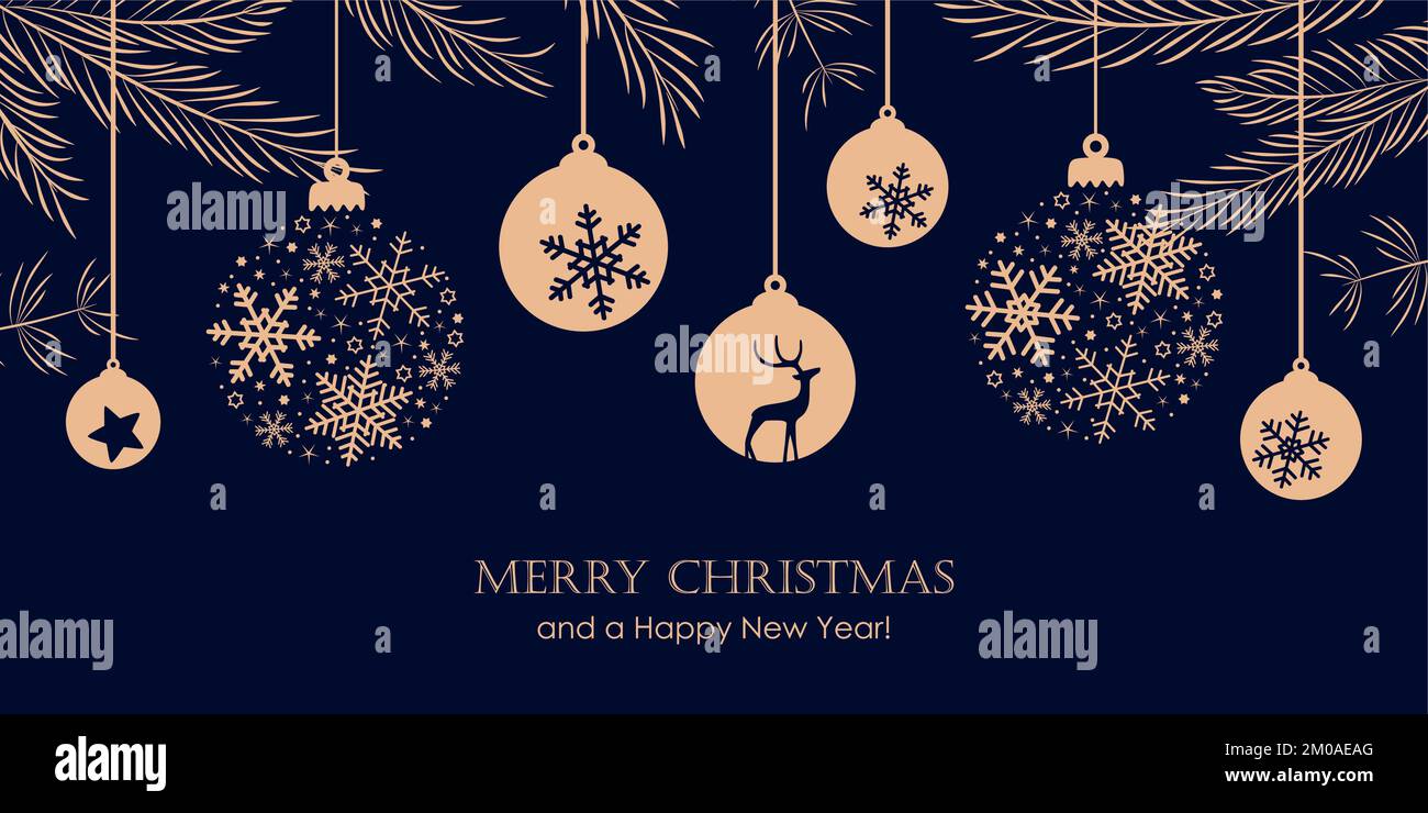 merry christmas card with hanging ball decoratoin Stock Vector Image ...
