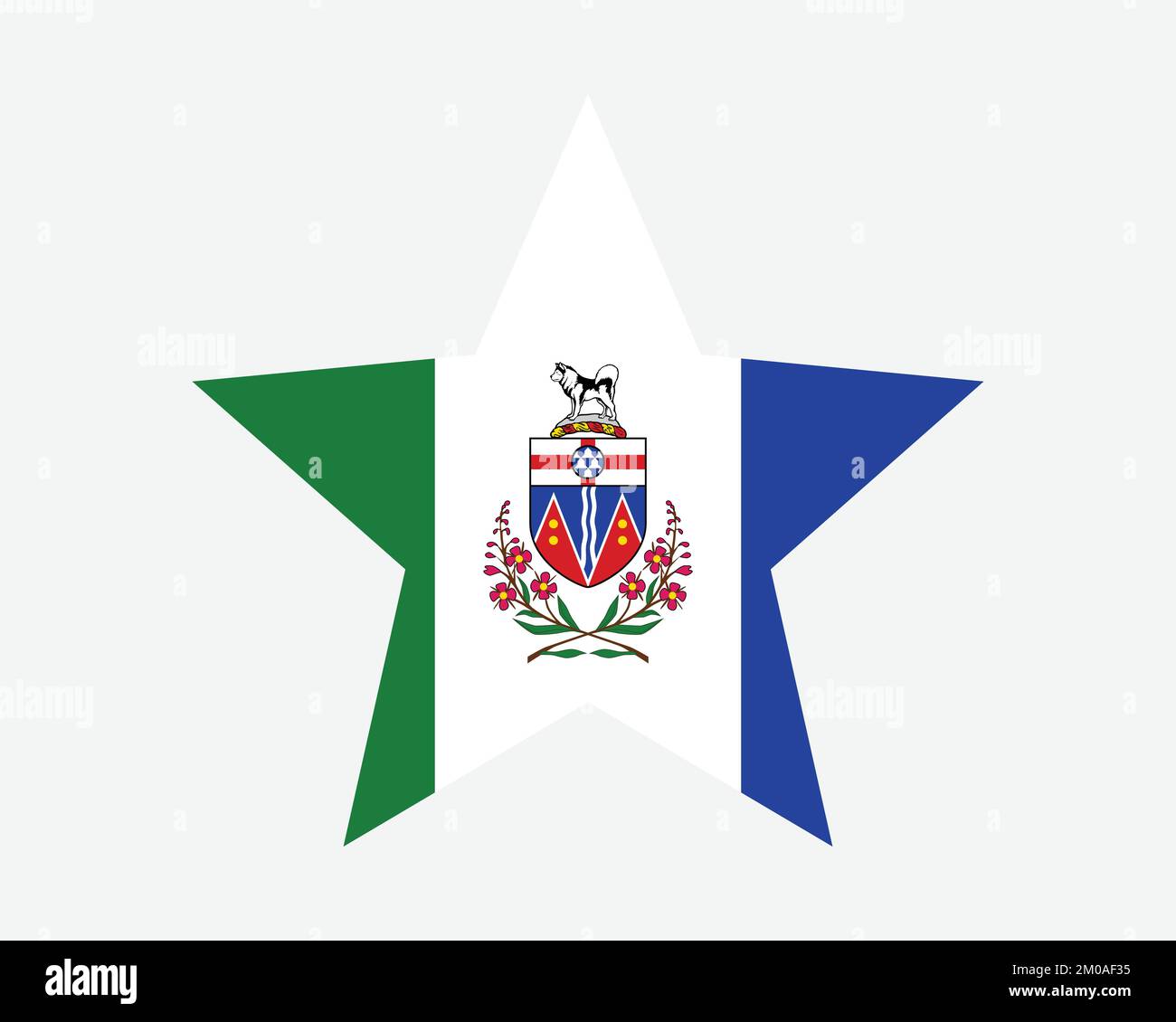 Yukon Canada Star Flag. YT Canadian Five Point Star Shape Province Flag. Yukoner CA Banner Icon Symbol Vector Flat Artwork Graphic Illustration Stock Vector