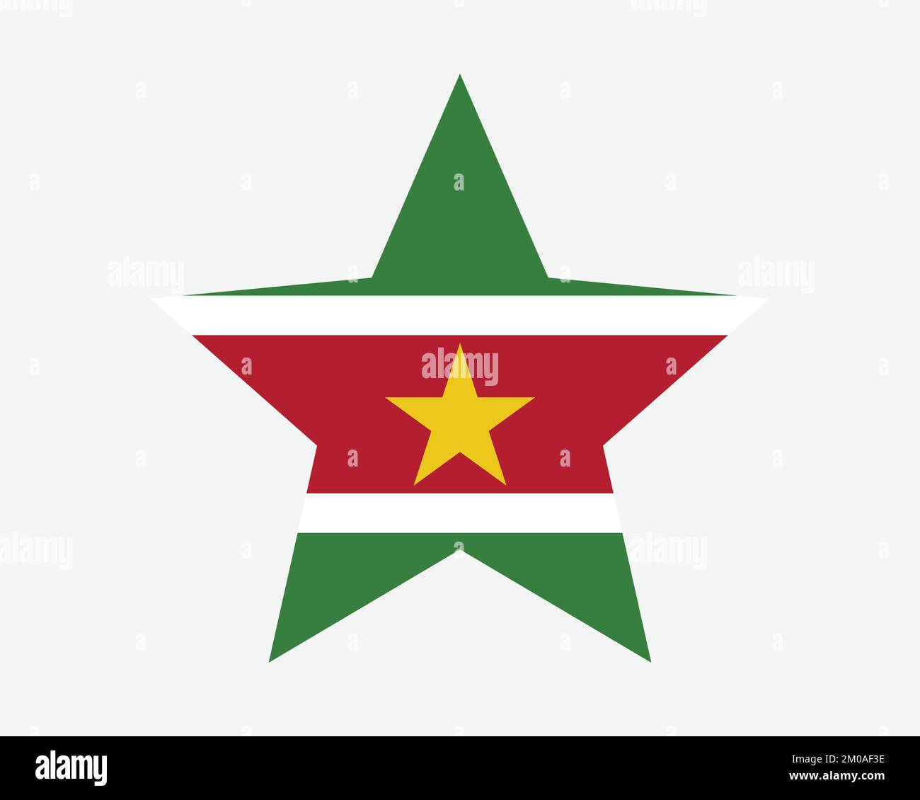 Suriname Star Flag. Surinamese Star Shape Flag. Republic of Suriname Country National Banner Icon Symbol Vector Flat Artwork Graphic Illustration Stock Vector