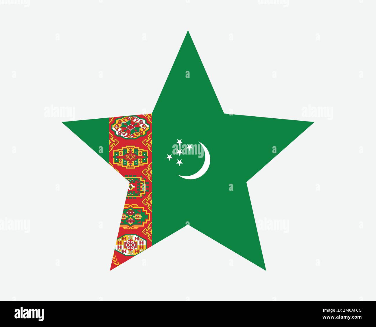 Turkmenistan Star Flag. Turkmenistani Star Shape Flag. Turkmen Turkmenian Country National Banner Icon Symbol Vector Flat Artwork Graphic Illustration Stock Vector