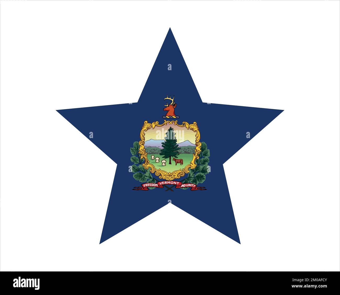 Vermont Star Flag. VT USA Five Point Star Shape State Flag. Vermonter US Banner Icon Symbol Vector Flat Artwork Graphic Illustration Stock Vector