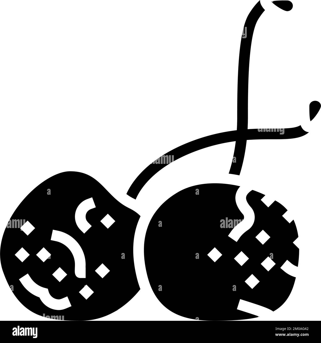 cherry rotten food glyph icon vector illustration Stock Vector