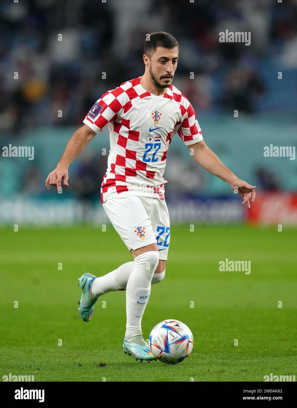 Croatia’s Josip Juranovic during the FIFA World Cup Round of Sixteen match at the Al Janoub Stadium in Al-Wakrah, Qatar. Picture date: Monday December 5, 2022. Stock Photo