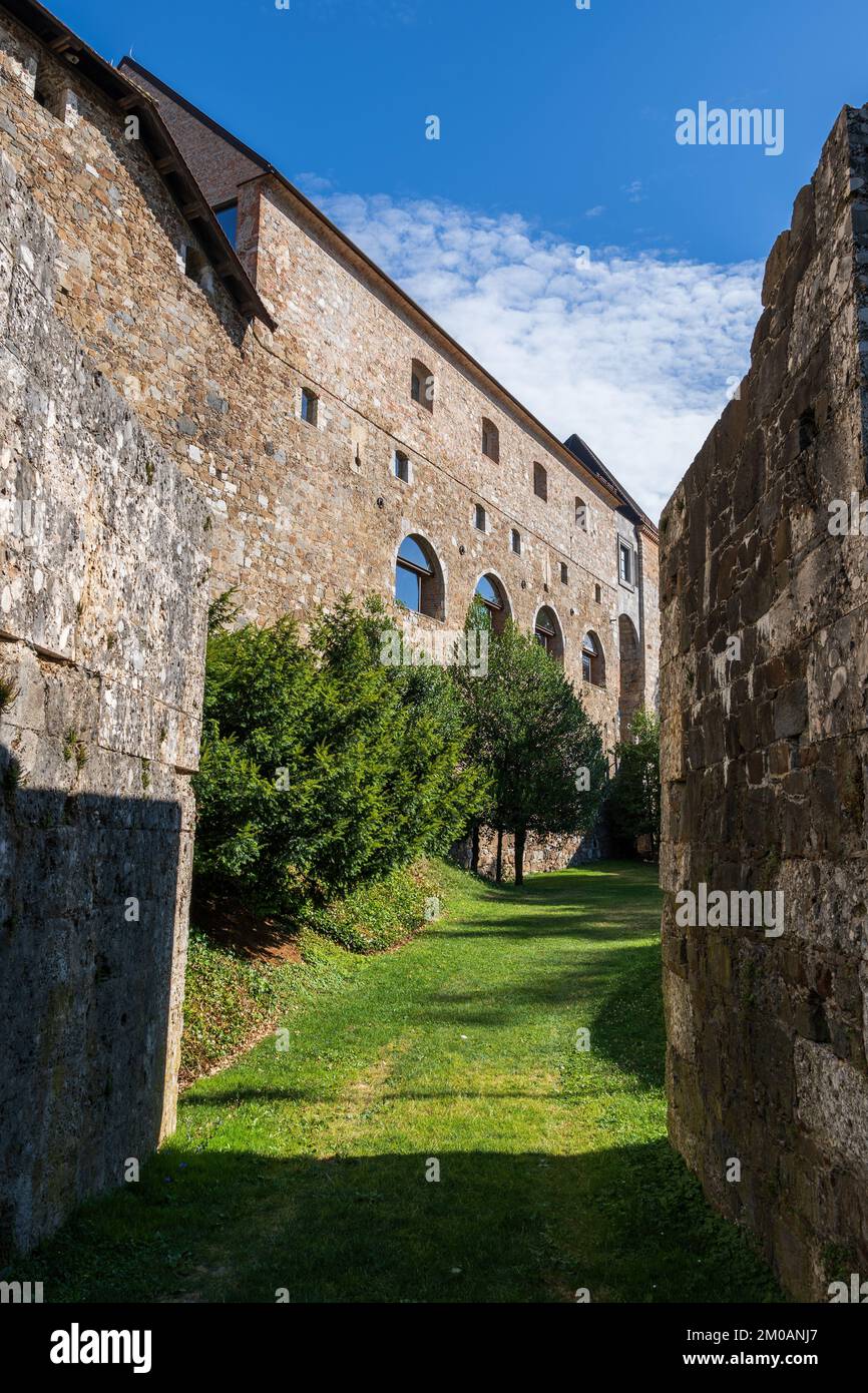 Walls of the Ljubljana Castle in city of Ljubljana, Slovenia. Stock Photo