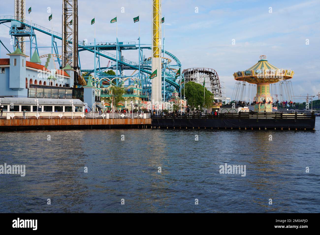 STOCKHOLM, SWEDEN -30 MAY 2022-  View of the Grona Lund (Gronan), a landmark amusement park with rollercoasters located on the island of Djurgarden in Stock Photo