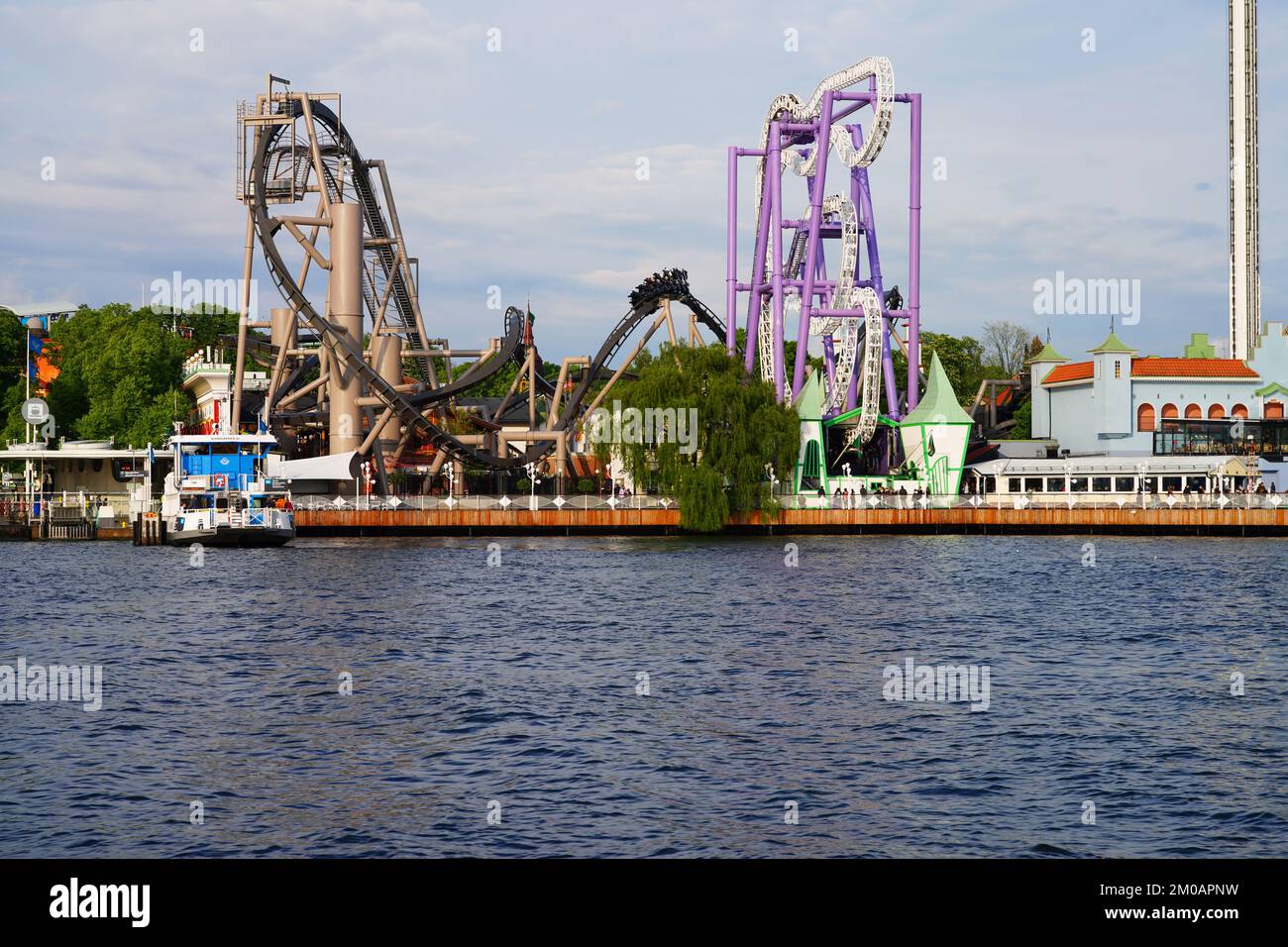 STOCKHOLM, SWEDEN -30 MAY 2022-  View of the Grona Lund (Gronan), a landmark amusement park with rollercoasters located on the island of Djurgarden in Stock Photo