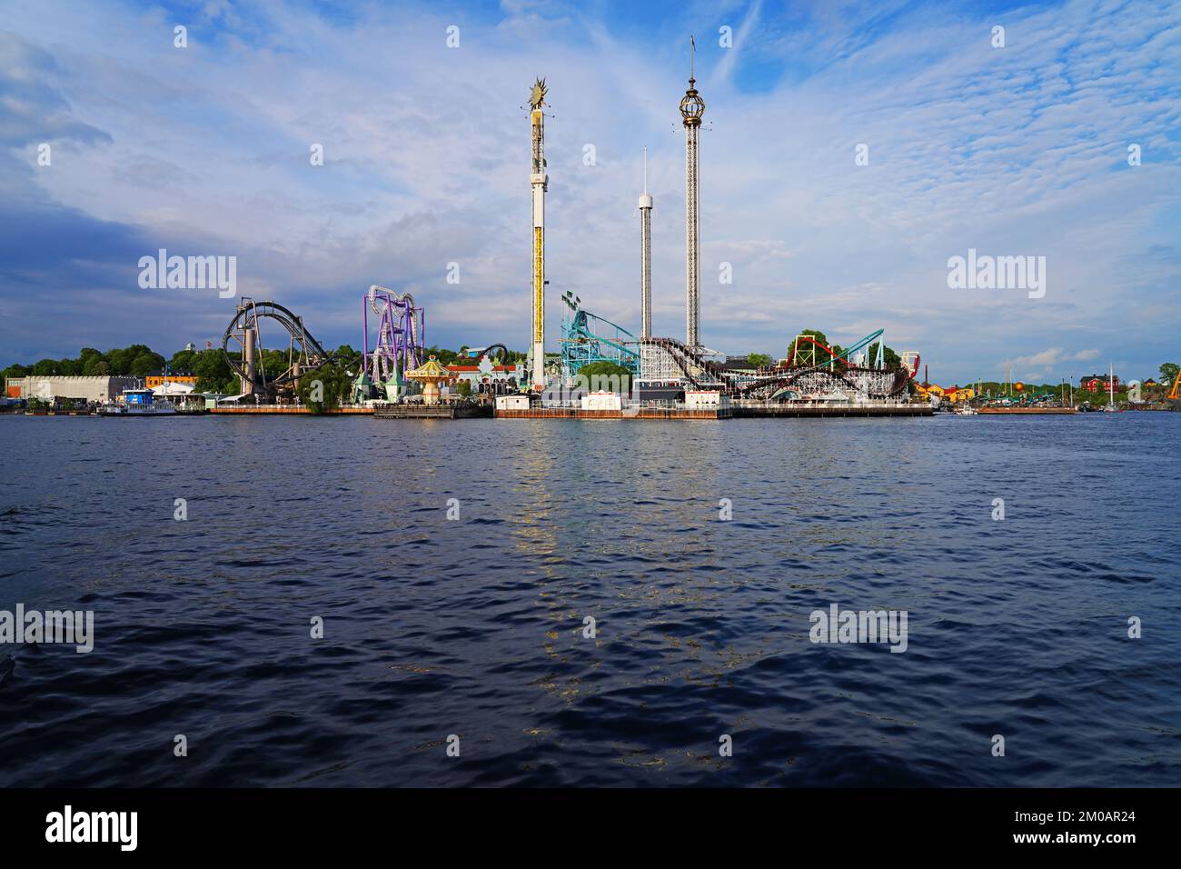 STOCKHOLM, SWEDEN -30 MAY 2022-  View of the Grona Lund (Gronan), a landmark amusement park with rollercoasters located on the island of Djurgarden in Stock Photo