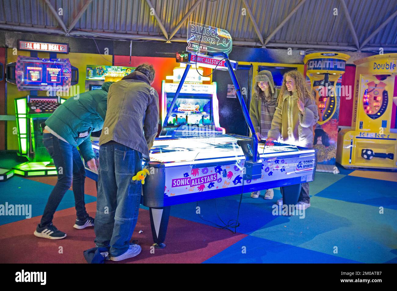 Fun and bright lights in a Brighton arcade Stock Photo