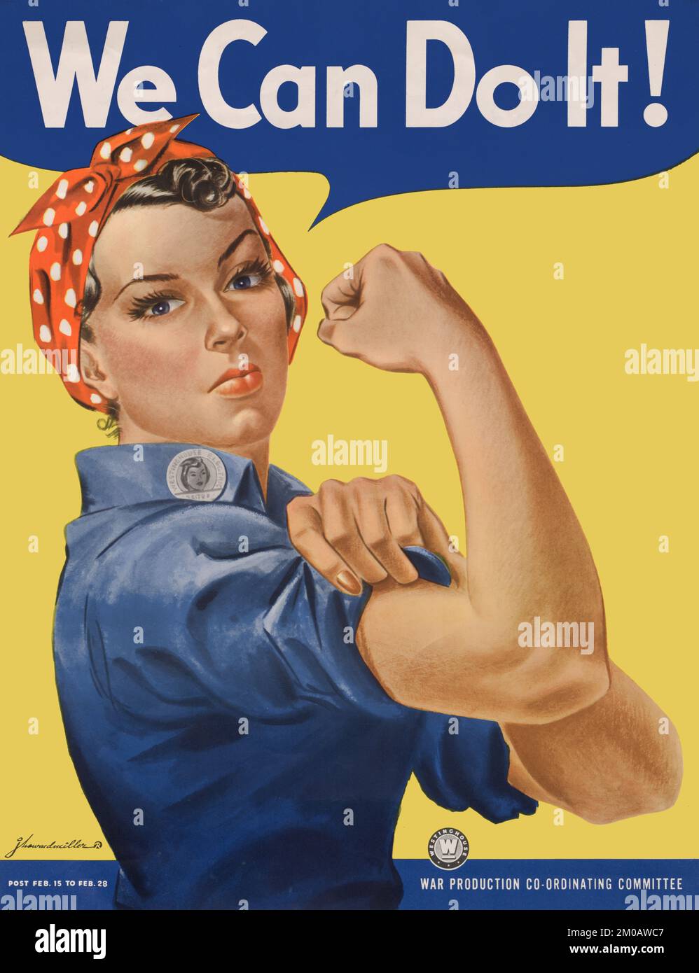 'We Can Do It!' 1942 - Office for Emergency Management. War Production Board. Model may be Geraldine Doyle (1924-2010) or Naomi Parker (1921-2018) Stock Photo