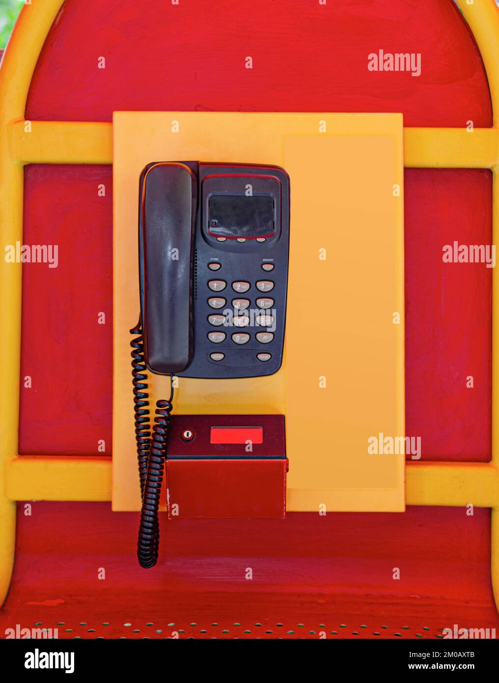 Street payphone in the open air. Stock Photo