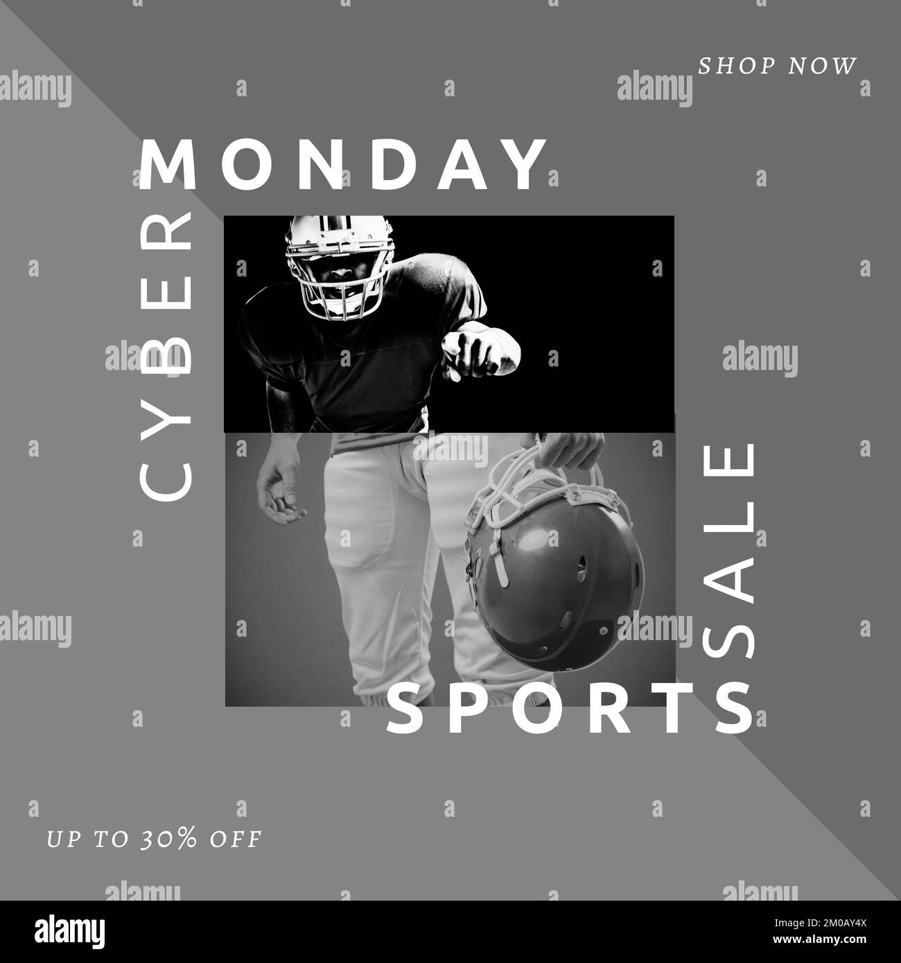 Image of cyber monday over caucasian male american football players Stock Photo