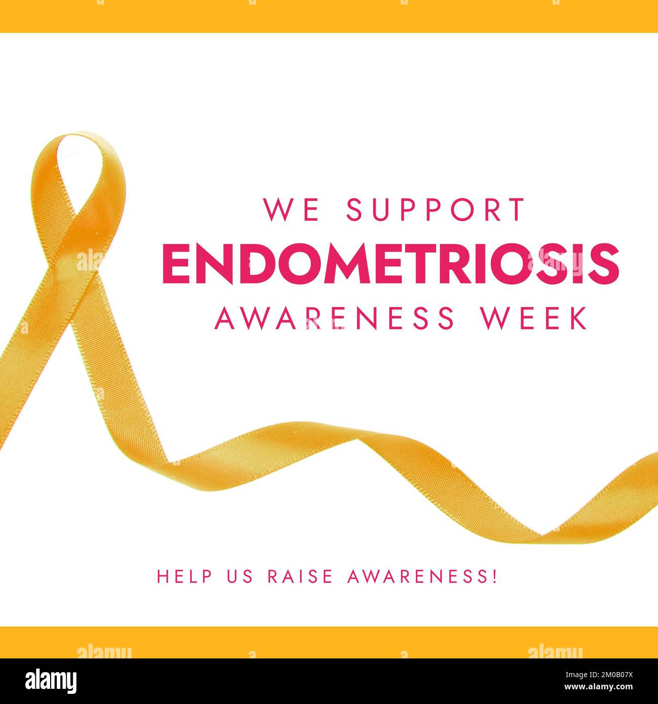 Composition of endometriosis awareness week text with ribbon Stock