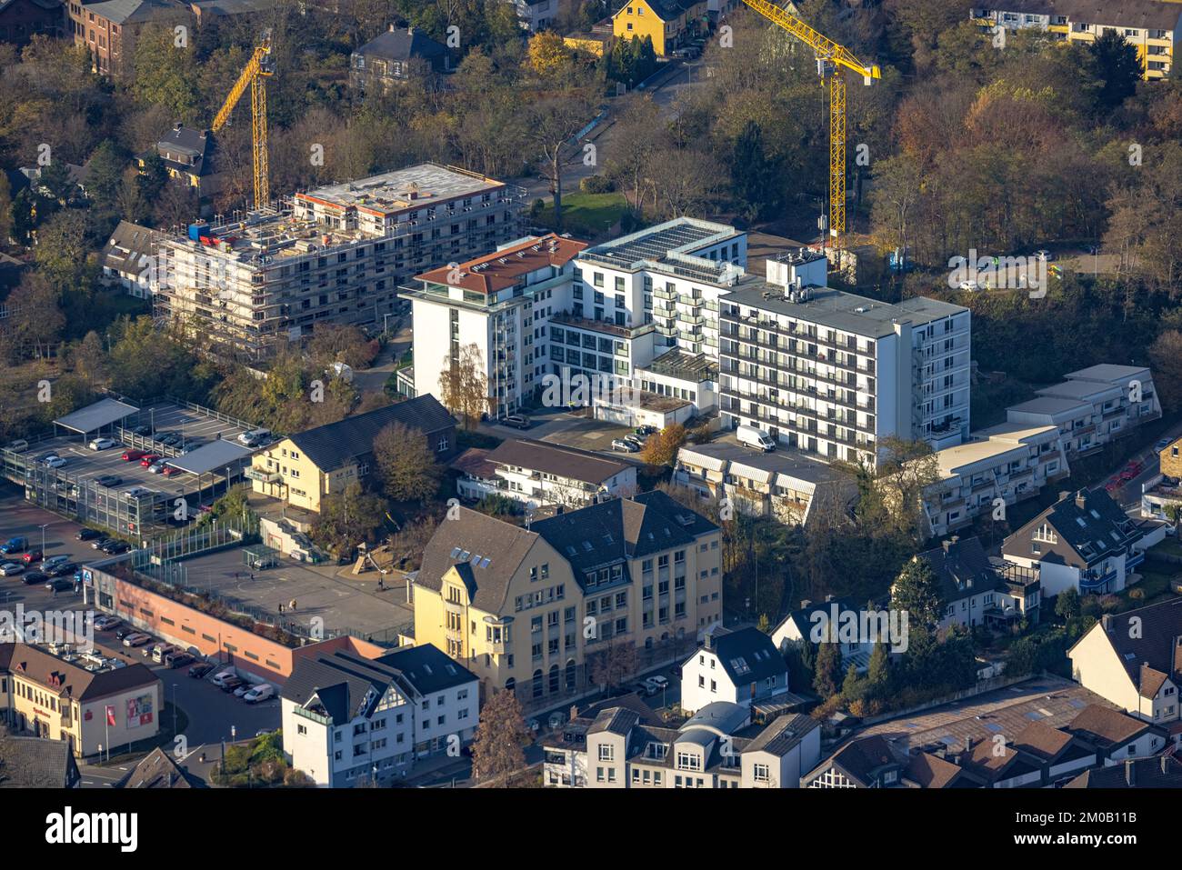 Luftbild, Baustelle Altersheim GVS Herdecke in Herdecke, Ruhrgebiet, Nordrhein-Westfalen, Deutschland, Altenheim, Altenwohnheim, Altersheim, Bauarbeit Stock Photo