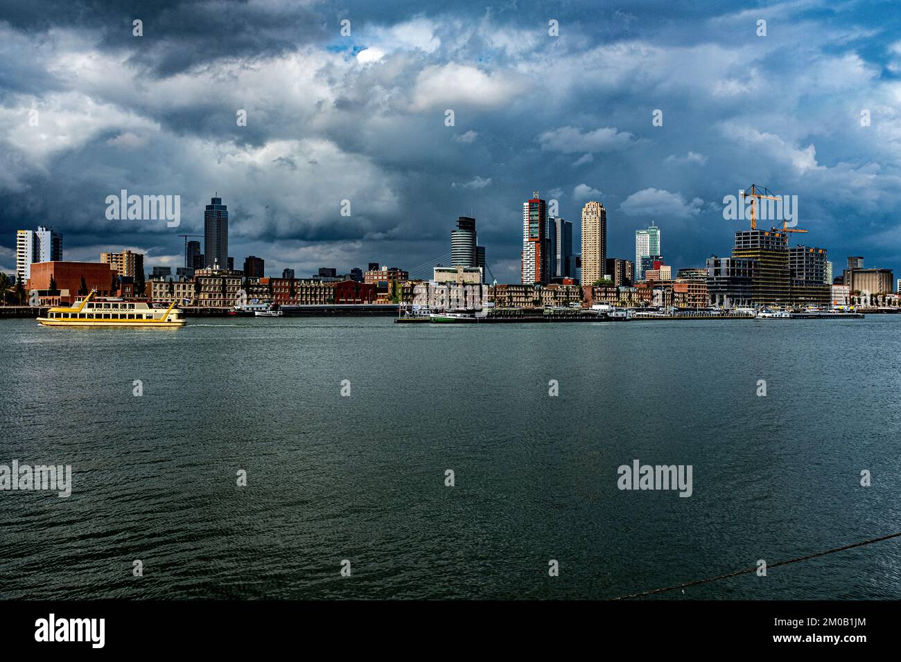 Rotterdam, Netherlands. Skyline of Katendrecht Harbour Island and Docks, now subject of large scale gentrification. Stock Photo