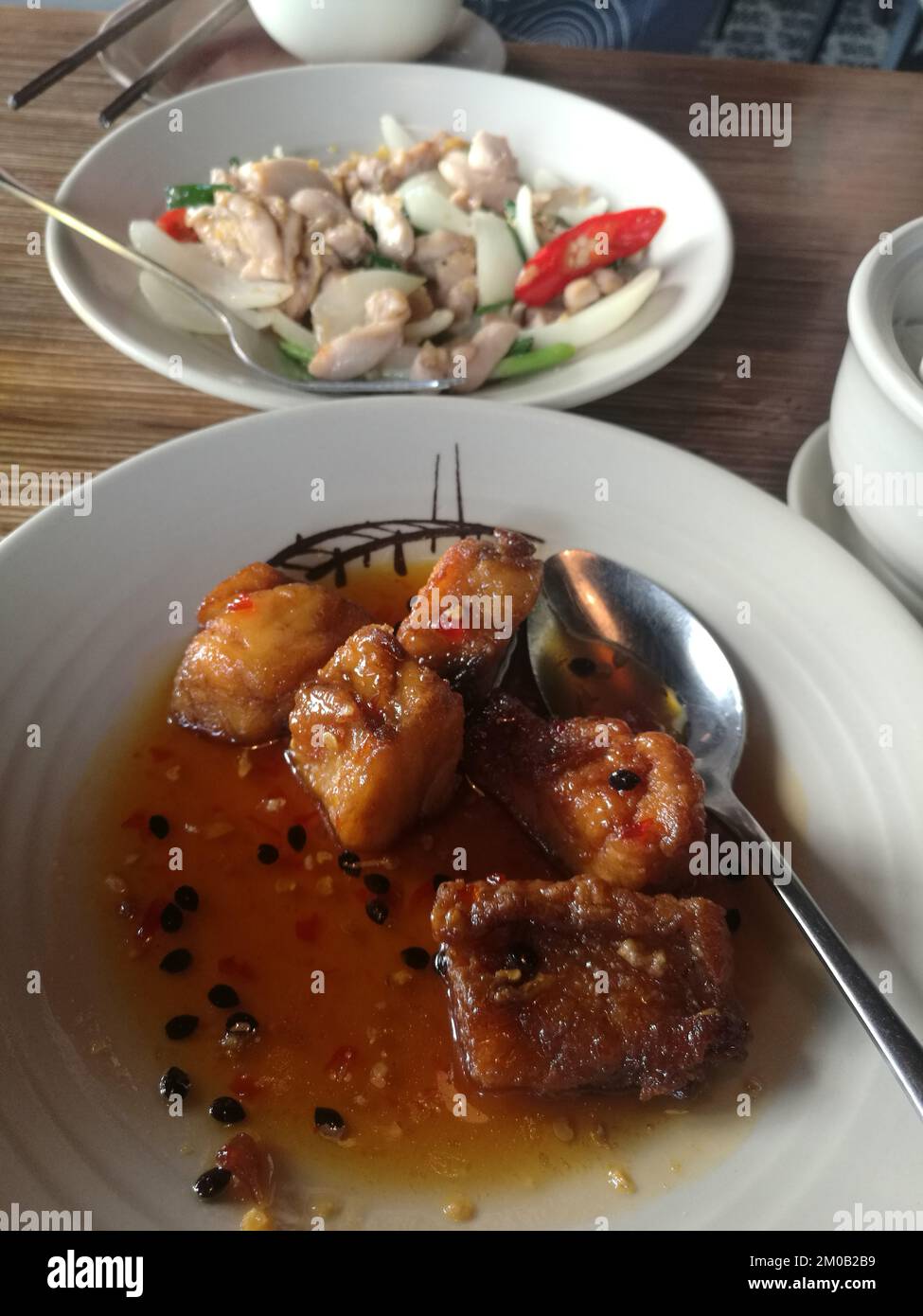 Hanoi, Vietnam - September 16, 2018: Exquisite typical dishes of Vietnamese cuisine in a luxurious restaurant in Hanoi: a delight for the palate and a Stock Photo